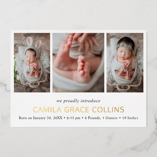 Faire-Part de Naissance Moderne Collage Photo Simp (Recto)