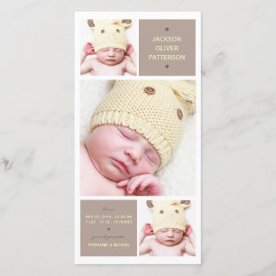 Faire-part de naissance moderne de bébé de photo