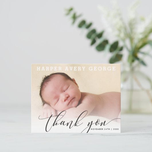 FAIRE-PART DE NAISSANCE moderne de luxe callligrap (Debout devant)