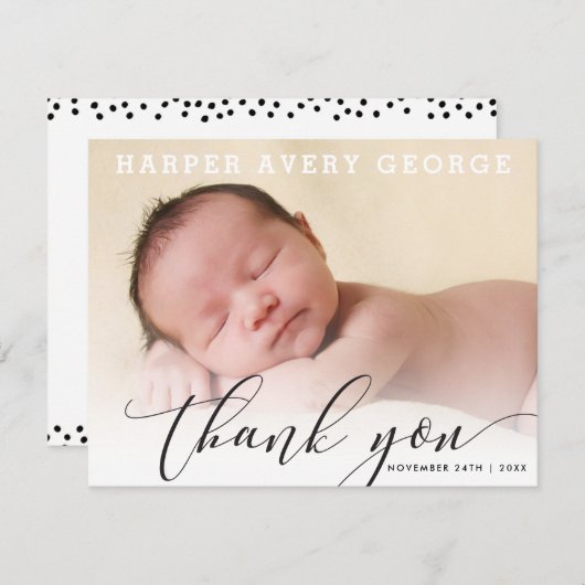 FAIRE-PART DE NAISSANCE moderne de luxe callligrap (Devant / Derrière)