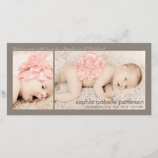 Faire-part de naissance moderne deux photos bébé f