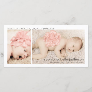 Faire-part de naissance moderne deux photos bébé f