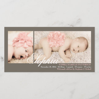 Faire-part de naissance moderne deux photos bébé f
