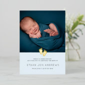Faire-part de naissance Moderne empreinte de pied (Debout devant)