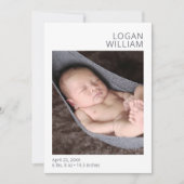 Faire-part de naissance moderne en gris photo (Devant)