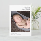 Faire-part de naissance moderne en gris photo (Debout devant)