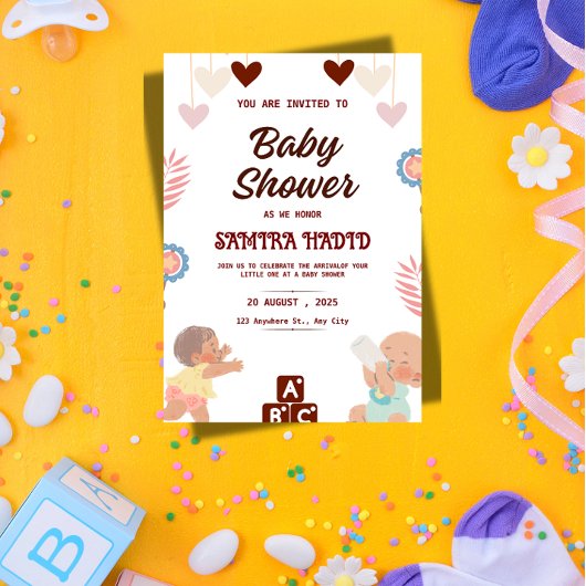 Faire-part de naissance moderne et neutre pour béb
