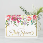 Faire-part de naissance moderne fleurs florales aq (Debout devant)