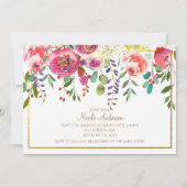Faire-part de naissance moderne fleurs florales aq (Dos)