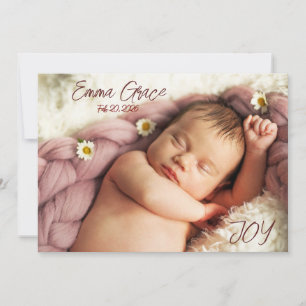 Faire-part de naissance moderne minimaliste avec d