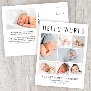 Faire-Part de Naissance Moderne Photo Collage Hell