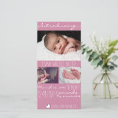 Faire-part de naissance moderne rose bébé Carte ph (Debout devant)