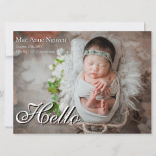 Faire-part de naissance moderne rose corail pour b