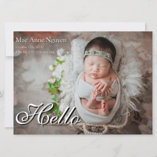 Faire-part de naissance moderne rose corail pour b (Devant)