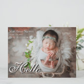 Faire-part de naissance moderne rose corail pour b (Debout devant)