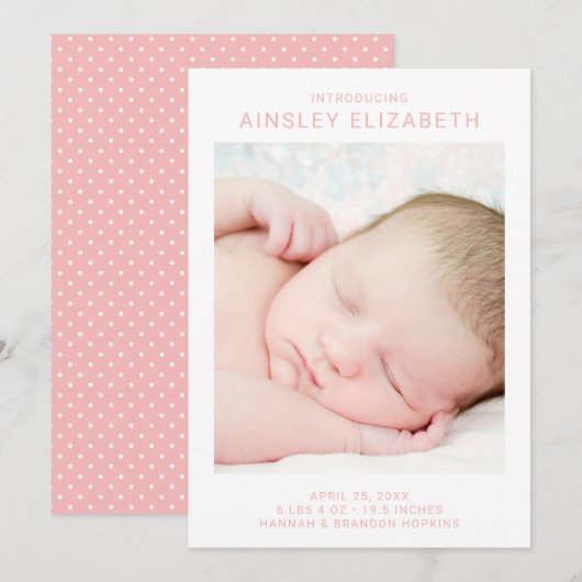 Faire-part de naissance moderne simple (Devant / Derrière)