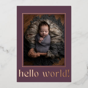 Faire-part de naissance moderne violet avec photo