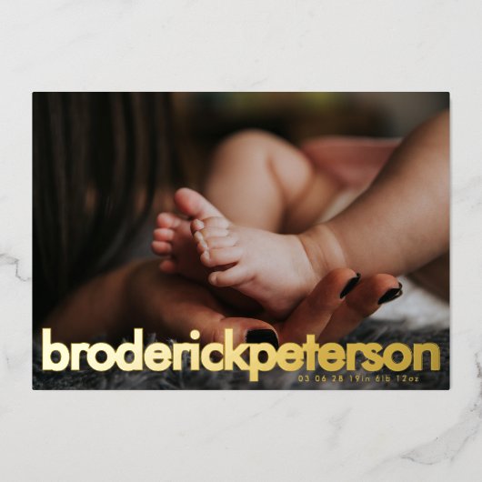 Faire-part de naissance modernes et simples avec f (Recto)