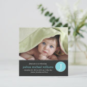 Faire-part de naissance monogramme (Debout devant)