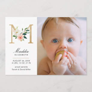 Faire-part de naissance monogramme