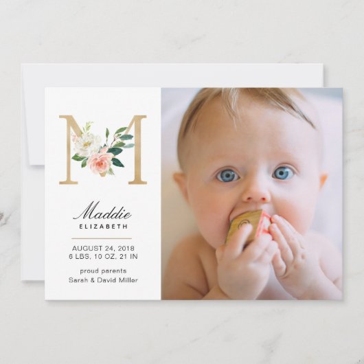 Faire-part de naissance monogramme (Devant)