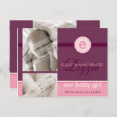 Faire-part de naissance :: monogramme2 - fille (Devant / Derrière)