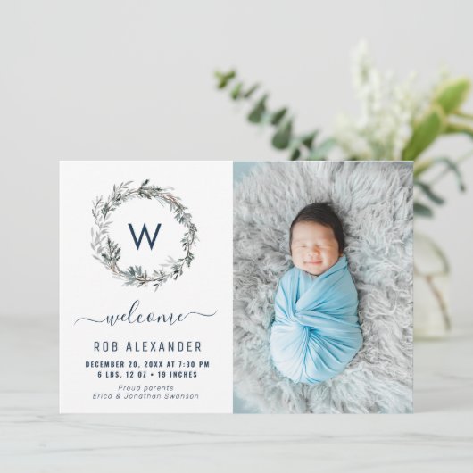 faire-part de naissance monogramme des couronnes (Debout devant)