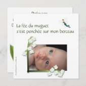 Faire-part de naissance muguet et fée felt (Devant / Derrière)