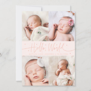 Faire-part de naissance multi photo pêche Script H