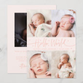 Faire-part de naissance multi photo pêche Script H (Devant / Derrière)