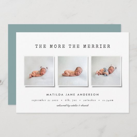 Faire-part de naissance multi-photo simple (Devant / Derrière)