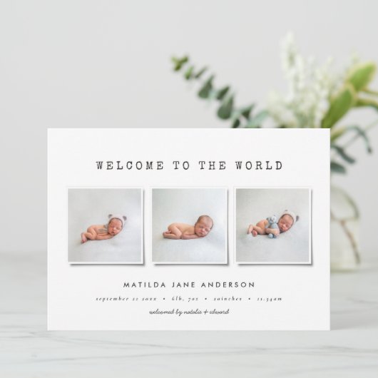 Faire-part de naissance multi-photo simple (Debout devant)