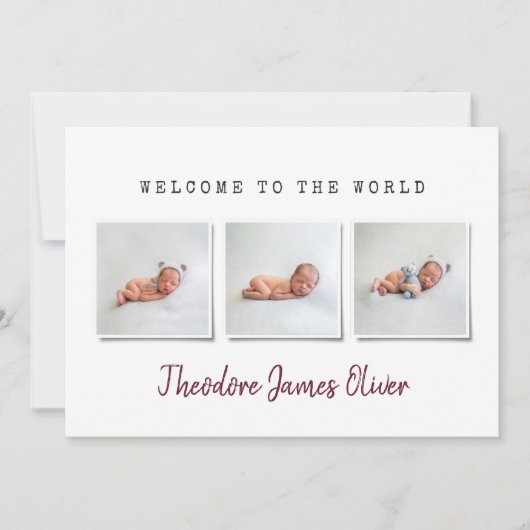 Faire-part de naissance multi-photo simple (Devant)