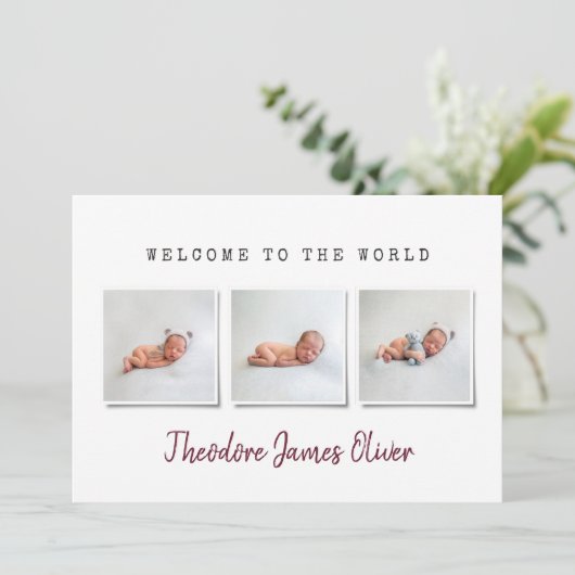 Faire-part de naissance multi-photo simple (Debout devant)