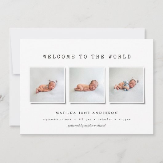 Faire-part de naissance multi-photo simple (Devant)