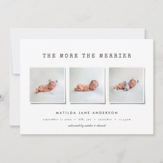 Faire-part de naissance multi-photo simple (Devant)