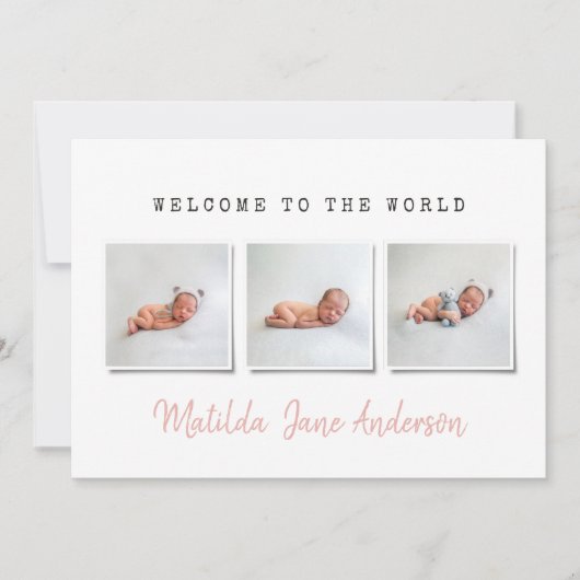 Faire-part de naissance multi-photo simple (Devant)