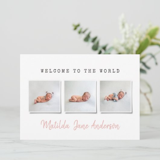 Faire-part de naissance multi-photo simple (Debout devant)