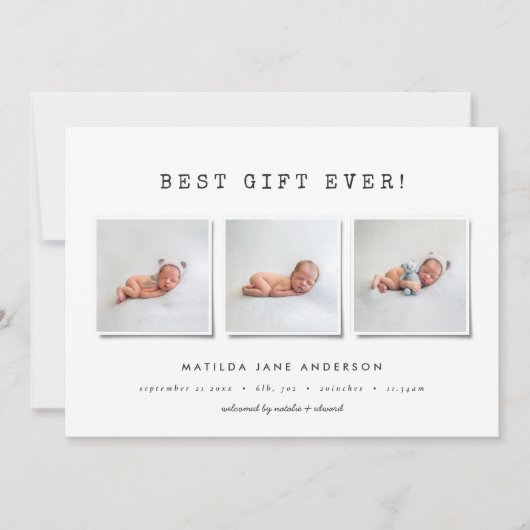 Faire-part de naissance multi-photo simple (Devant)