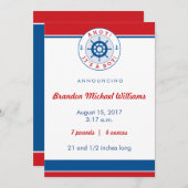 Faire-part de naissance nautique, Garçon (Devant / Derrière)