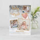 Faire-part de naissance Noël vacances (Debout devant)