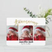 Faire-part de naissance Noël Vacances 3 Photos (Debout devant)