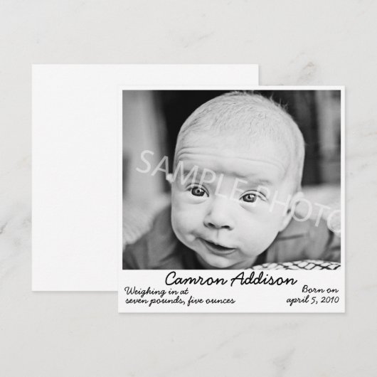 Faire-part de naissance noir (Devant / Derrière)