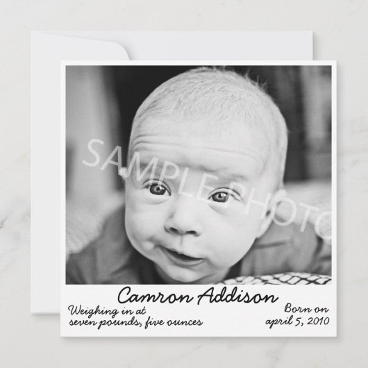 Faire-part de naissance noir (Devant)