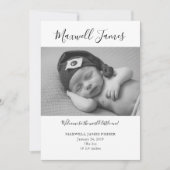 Faire-part de naissance noir et blanc (Devant)