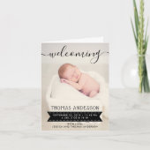 Faire-part de naissance noir et blanc tendance (Devant)