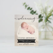 Faire-part de naissance noir et blanc tendance (Debout devant)