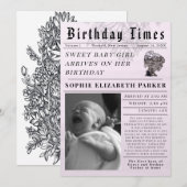 Faire-part de naissance Nouveau-né (Devant / Derrière)