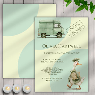 Faire-Part de Naissance Oie Mignonne Livrant un Co