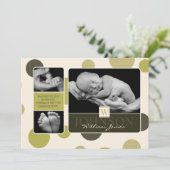 Faire-part de naissance Olive Dot Print (Debout devant)